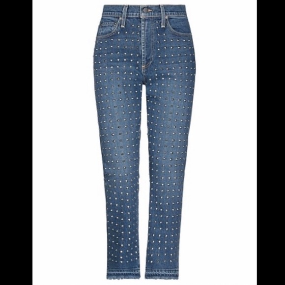 Alice & Olivia Denim Trouser jeans with silver stud embellishments–– NWT - Picture 1 of 16